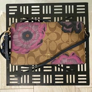 COACH Anna Foldover Crossbody Clutch In Signature Canvas Kaffe Fassett Print